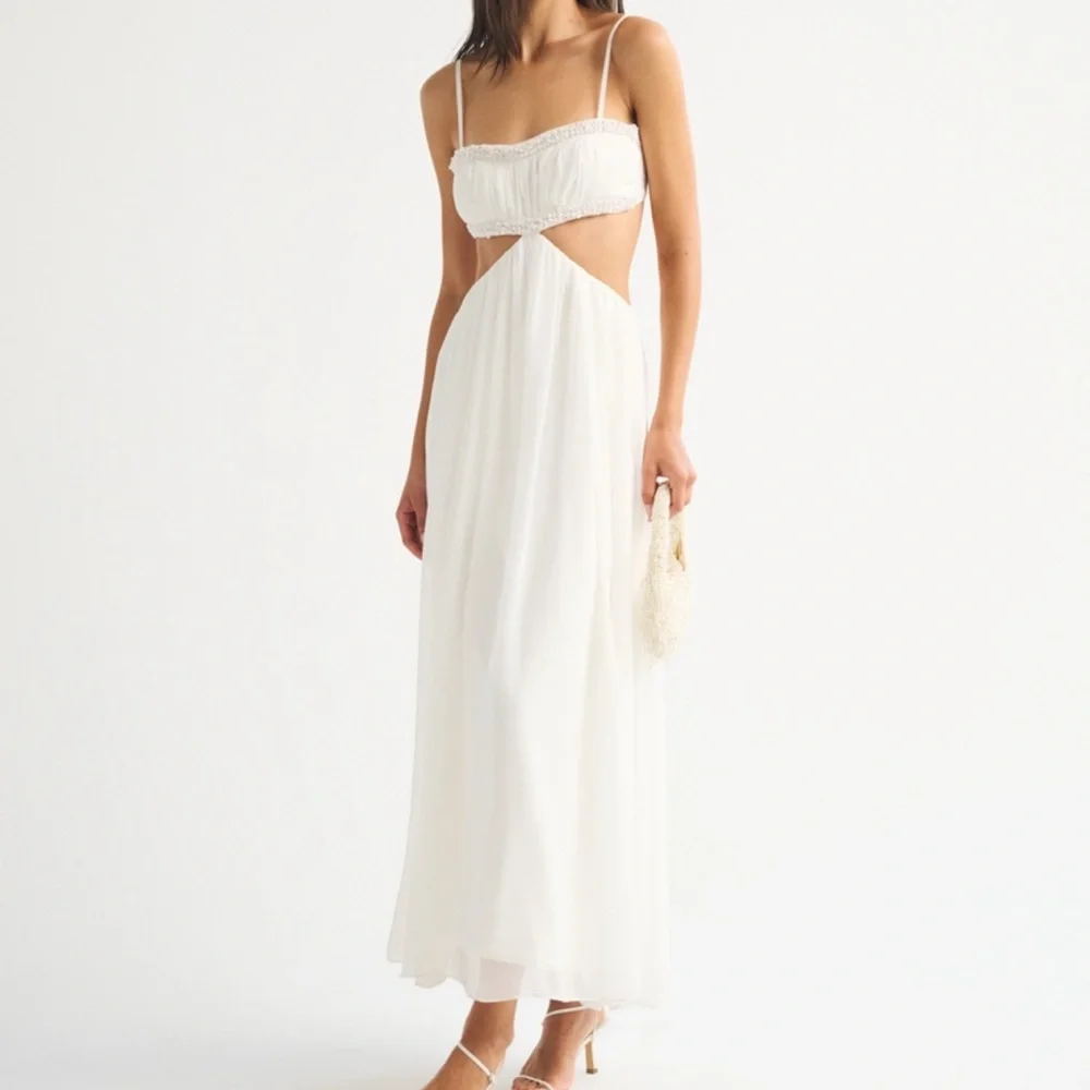 NWT * Abercrombie & Fitch White Cutout Maxi Dress-Skirt